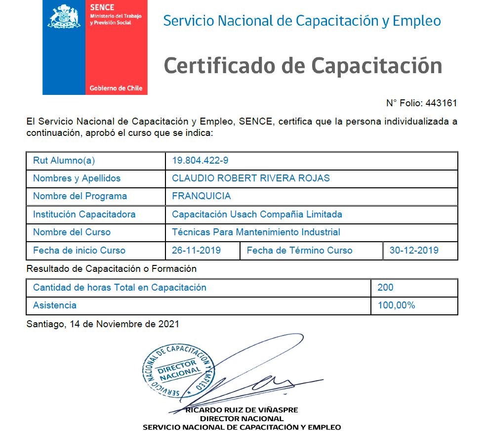 Certificado de Capacitación
