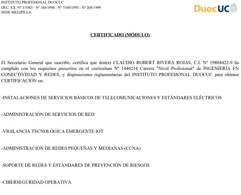 Certificado de Módulos